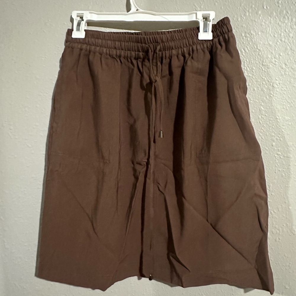 Downeast Knee length Chocolate Brown Brown Casual Skirt with drawstring NWT